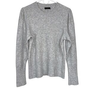 J.Crew Gray Puff Sleeve Crewneck Sweater